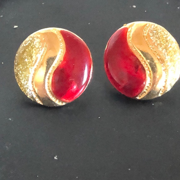 Glitter and enamel paisley earrings